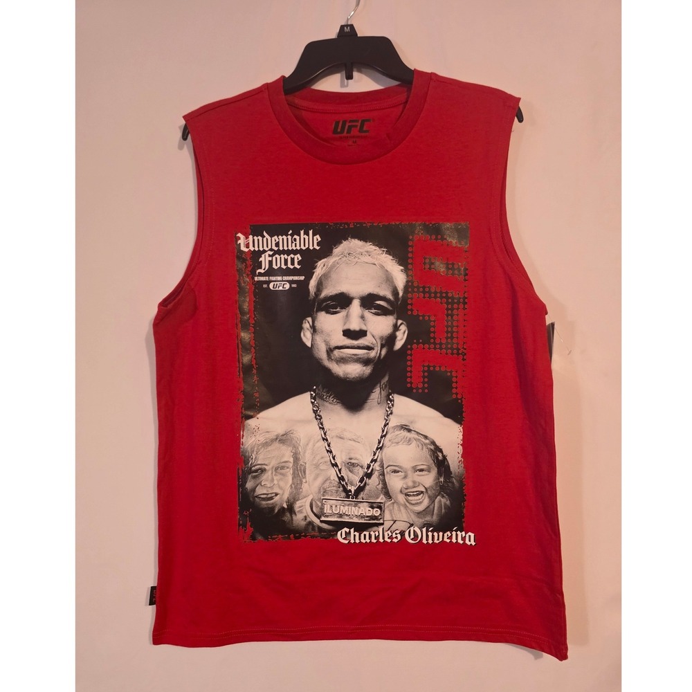 UFC Charles Oliveira Undeniable Force Red Sleeveless Graphic Tank Top Mens M NWT